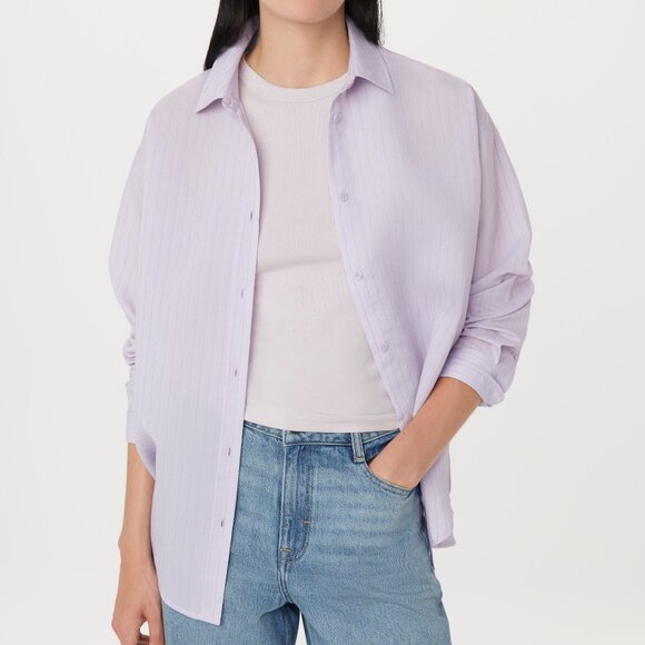 Frank And Oak The Textured Sheer Shirt in Lilac Size XSXS - Picture 1 of 3